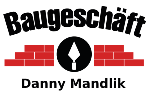 Logo Baugeschäft Danny Mandlik mit Kelle und roten Ziegelsteinen